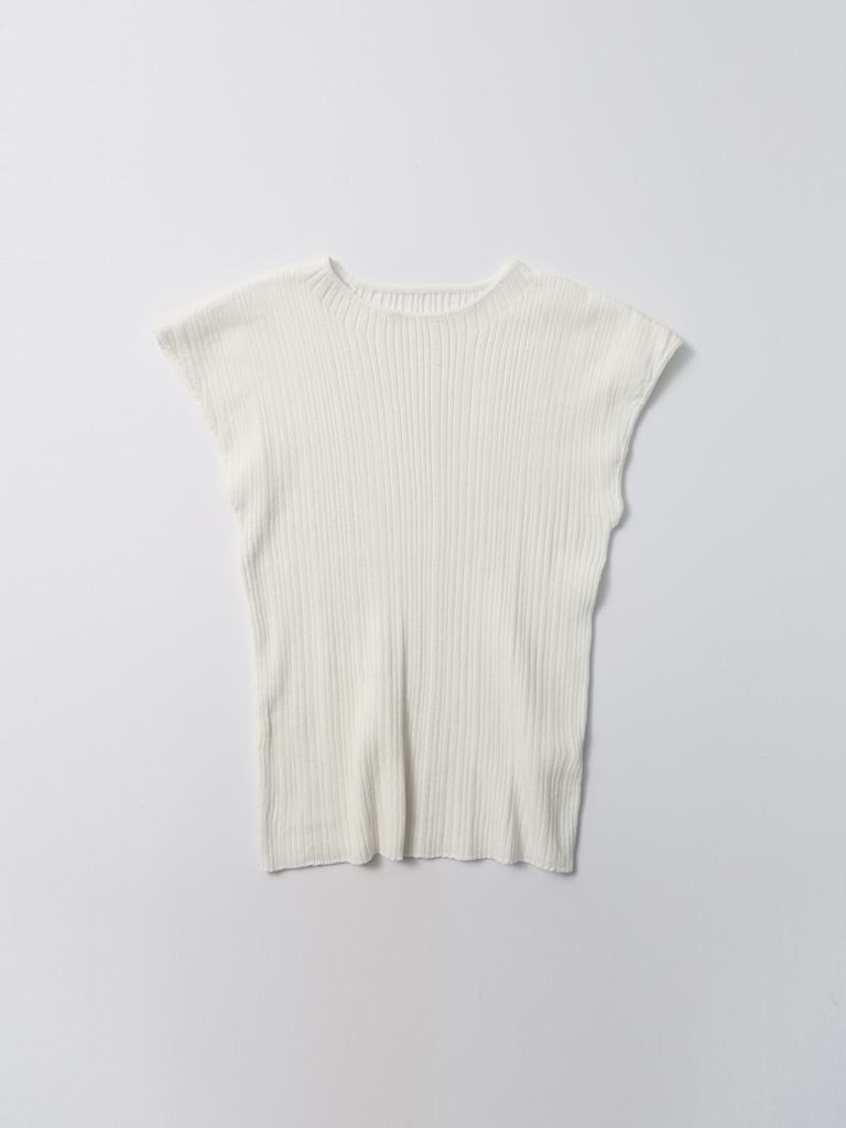 STAY WITH ME Cap Sleeve Ribbed Knit_Ivory