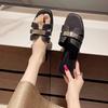 Flat-bottomed slippers women's outer wear summer new lock design sandals beach slips