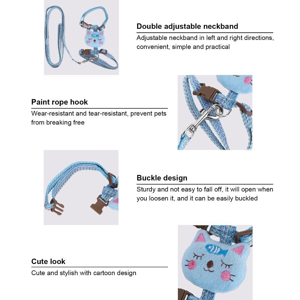 Adjustable Anti-Lost Cat Harness Escape-Proof Pet Walking Harness Outdoor Use