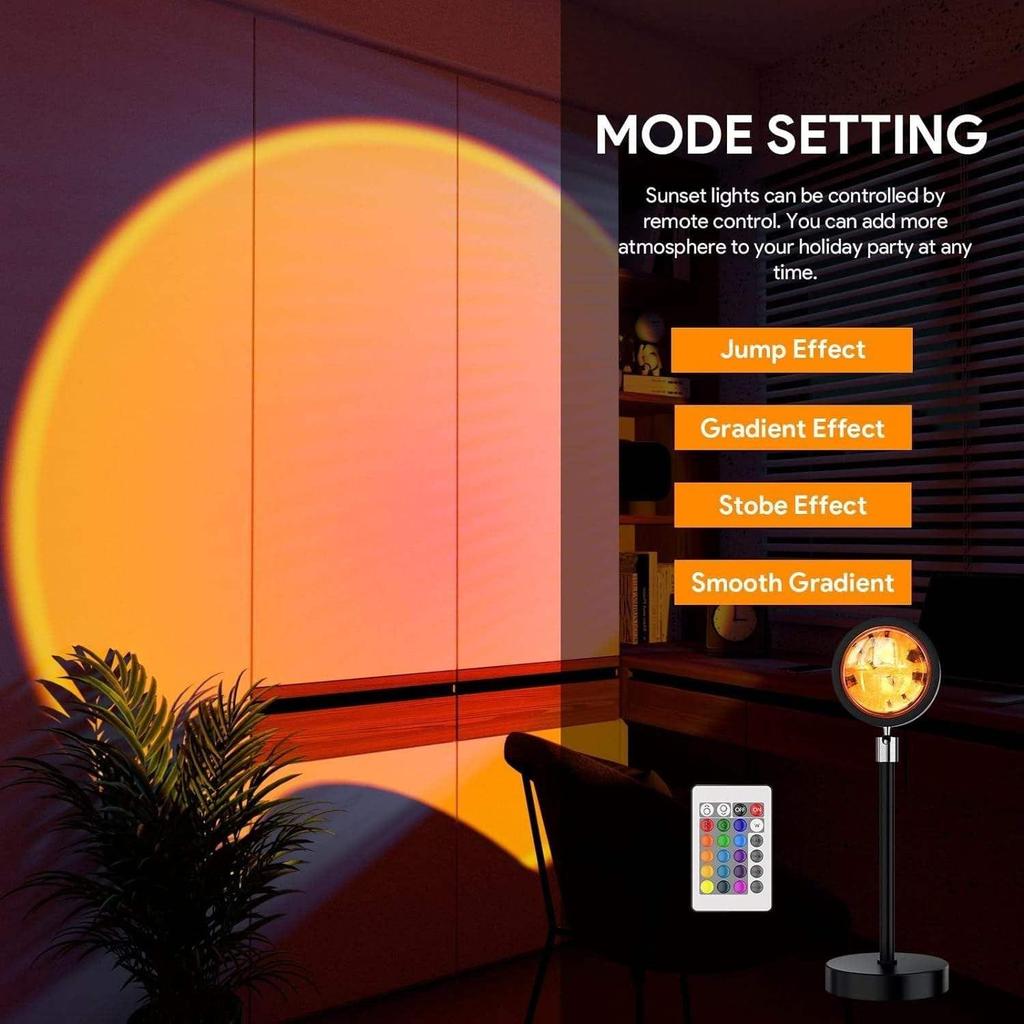 One94Store RGB Sunset Projection Lamp, 16 Color LED Night Light with Remote