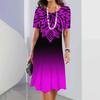 Elegant Fashion Short Sleeve T-shirt Dress Beach Vacation Midi Dresses Women 3d Print Clothing