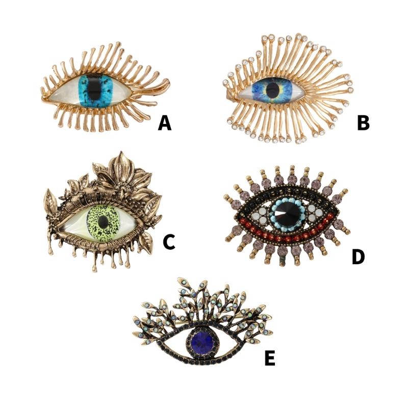 Lightweight Zinc Alloy Statement Pin Intricate Evil Eyes Charm And Crystal Embellishments Eleant Brooch Accessory