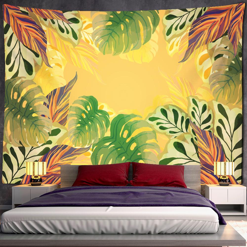Hand-Painted Plant Wall Painting Tapestry Wall Hanging Bohemian Style Ins Simple Nordic Art Home Decor