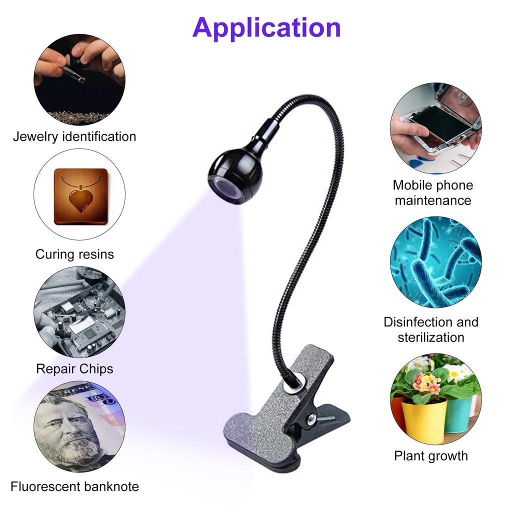 USB Clip-On Table Lamp Bedside Lamp Nail Art Nail Polish Curing UV Glue Light