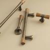 Vintage Look Nordic Cabinet Door Handle in Walnut and Brass for Clothing Storage