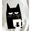 Kids Crewneck Short Sleeve T-Shirt, Cool Cute Black Cat Holding Mug Print Simple Trendy Summer Casual Tee