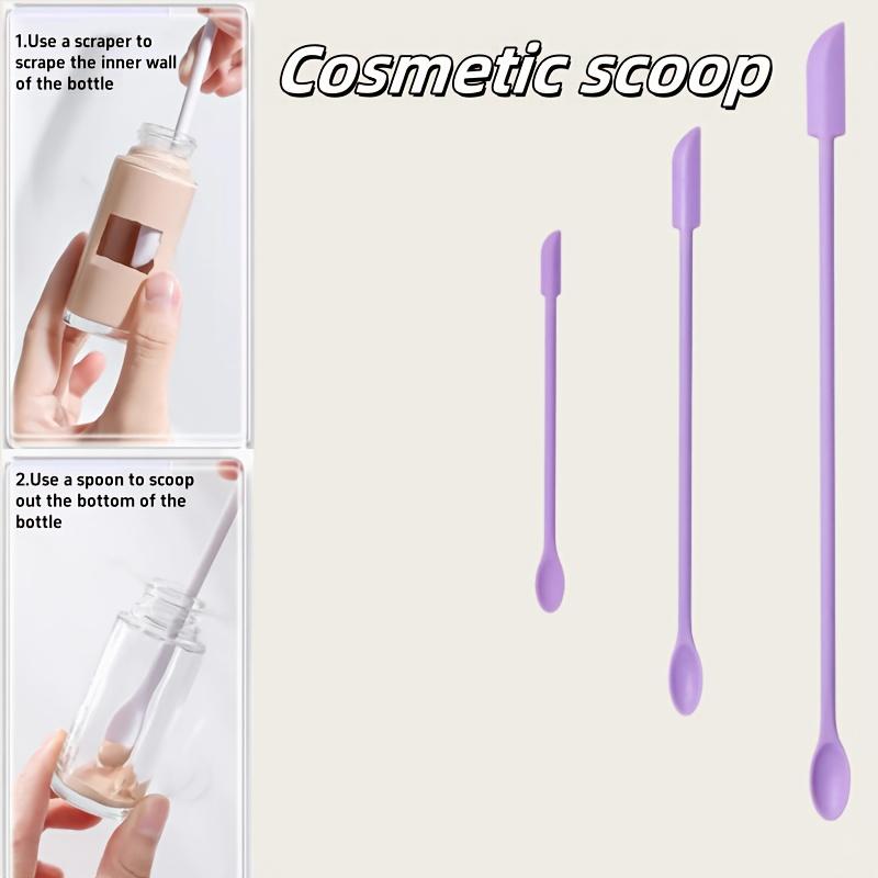 3 Pezzi Spatole in Silicone Riutilizzabili, Raschietti Ecologici per Barattoli Cosmetici, Portatili per Trucco Skincare, Strumento da Viaggio Facile da Pulire