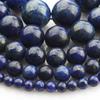 Lapis Lazuli Round 4/6/8/10/12mm Natural Stone Beads 15"Strand Smooth Loose Spacer Beads for Jewelry Making DIY Bracelets Accessories