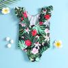 In-Stock Green Floral Ruffle One-Piece Swimsuit for Baby Girls and Toddlers