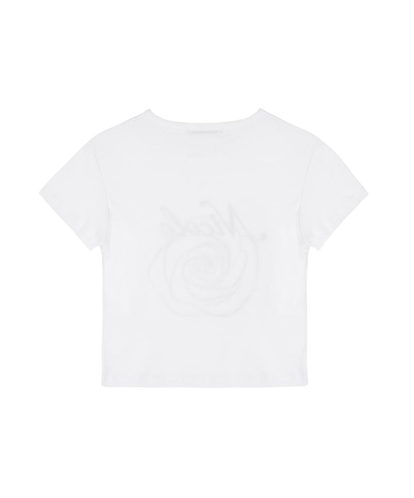 Nigaennikol Rose Lettering Cropped Top_White