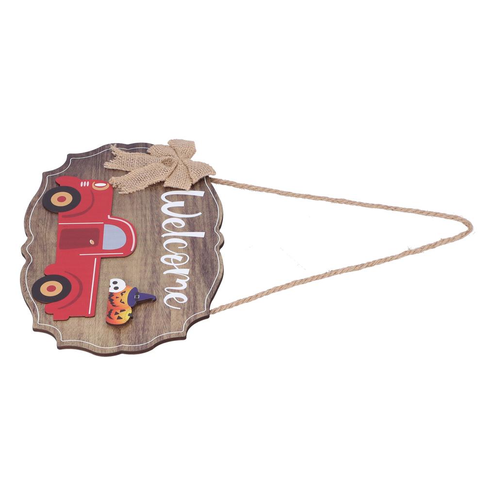 Wooden Welcome Sign with 12Pcs Interchangeable Seasonal Icons Wall Hanging Plaque for Front Door