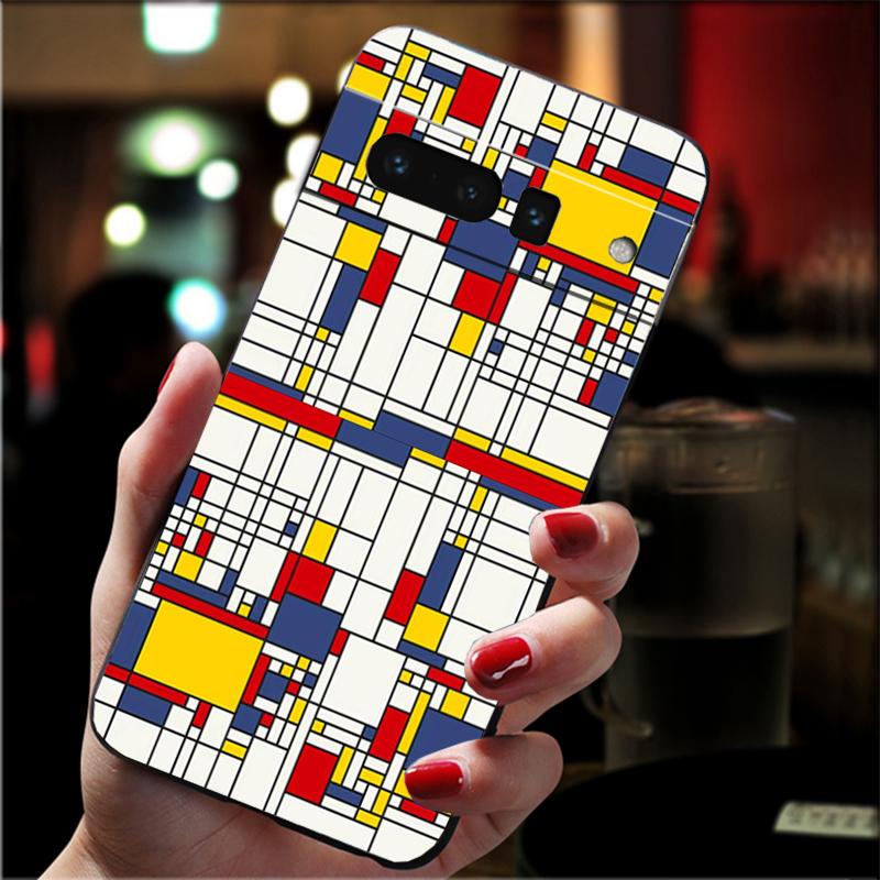 

Phone Case For Google Pixel 10 9 Pro XL 9A 8 7 6 Pro Pixel 8A 7A 6A Pixel 8 7 6 5 Mondrian Art Google Pixel 8
