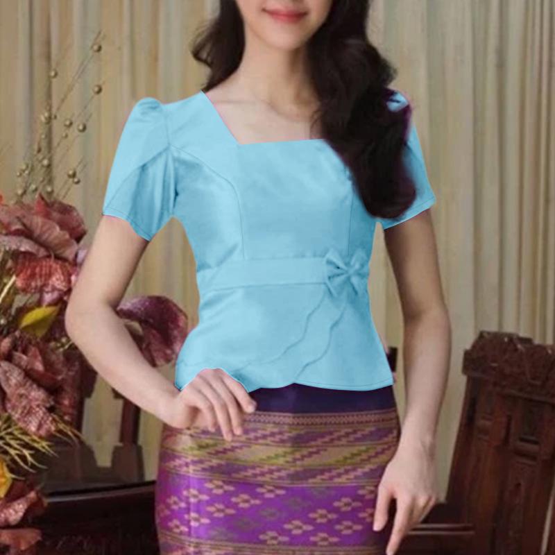 ZANZEA Women Square Collar Summer Short Sleeve Satin Blouse
