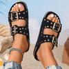 Fashion Summer 2025 Riveted Roman Sandals and Slippers Casual Beach Shoes Double Buckle