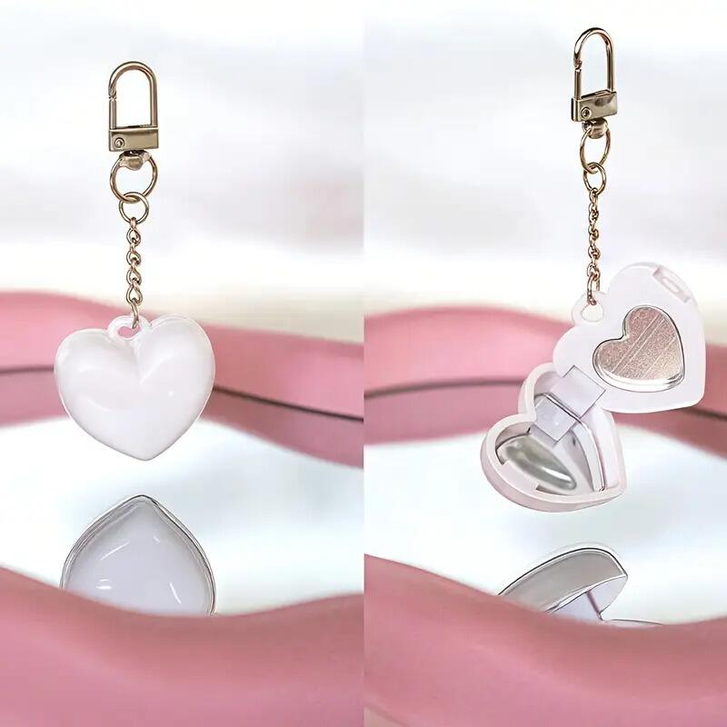 Lip Balm Case, Heart-shaped Cosmetic Container, Key Ring, Charm