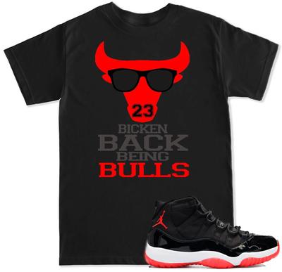 Bicken Back YG 400 Bompton Hemd passend zu Js 11 Bred Retro 11 Rote Schuhe