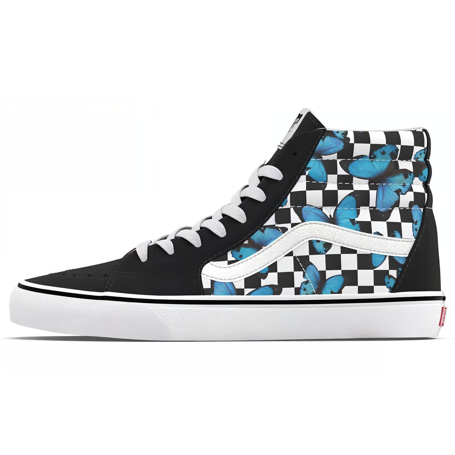 

Vans Sk8-Hi Шахматная клетка с бабочками Унисекс Кроссовки Черный Настоящий белый VN0A5HXV5KK 38.5