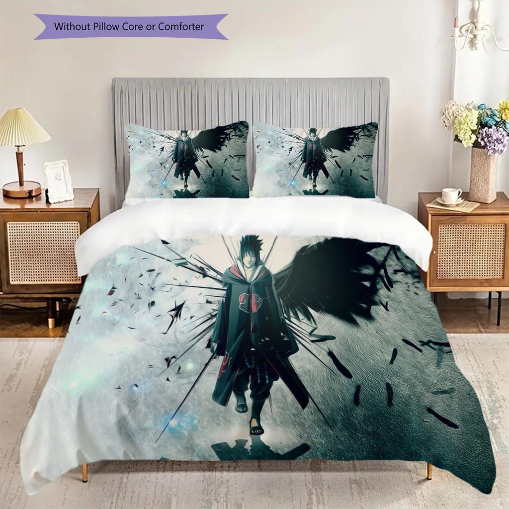 Japanese Anime Cartoon NARUTO Famous Uzumaki Naruto Comfortable Duvet Cover and Pillowcase(1 * Duvet Cover + 2 * Pillowcase, Without core)G7