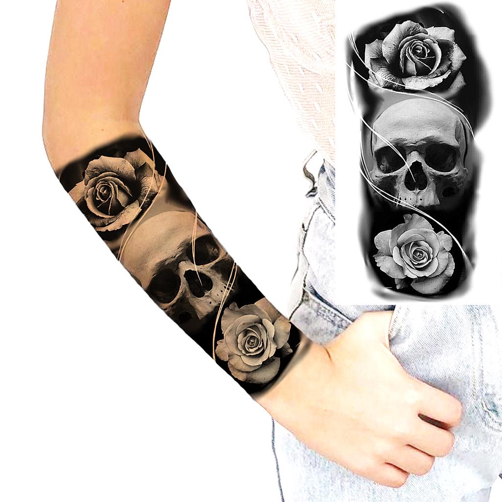 Scorpion Rose Flower Temporary Tattoos For Women Adults Realistic Vampire Wolf Scary Snake Crown Fake Tattoo Sticker Arm Tatoos