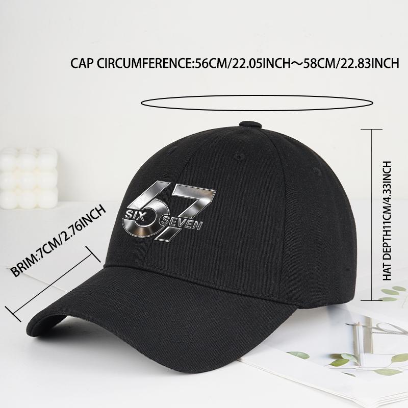 Metallic Number 67 "Six Seven" Print Baseball Cap Adjustable Unisex Cotton Streetwear Sun Hat