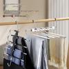 Versatile Multi-Layer Folding Clothes & Pants Rack, Use Horizontally/Vertically with Seamless Clips for Wardrobe & Scarves.