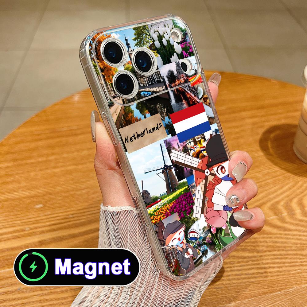 

Netherland Dutch Flag Clear TPU Magsafe Mobile Phone Case for iPhone 17 16 15 14 13 12 11 Air Pro Max Plus Mini Colorful Cover iPhone 11 Pro Max