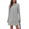 Vestido de punto de manga larga y largo medio de color liso para mujer, nuevo, de talla grande, para otoño