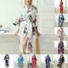 Satin With Peacock Women's Kimono Robe Thin Loose Nightwear Soft Comfortable Wedding Robe
