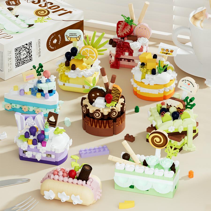 Non-Toxic Birthday Gifts Diy Mini Cake Decorations Kids Building Blocks Toys Mini Bricks Dessert Food Sets Educational Toys