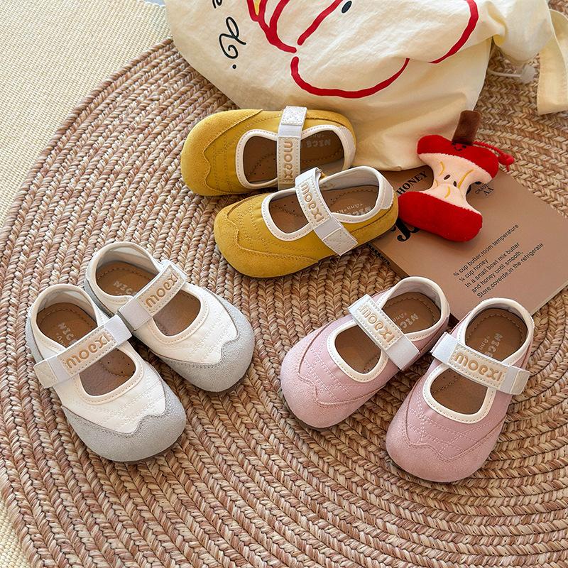Children Girls Shoes Flat Bottom Mary Jane Ballet Casual Shoes Girl Retro All-Match Slip-On Summer Rubber Soft Sole