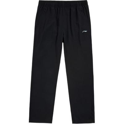 Li Ning Sports Lifestyle Series Solid Color Mid Waist Comfortable Quick Dry Versatile Straight Leg Casual Pants Men Bottoms Black AYKU875-1