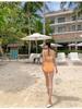 2026 Retro Korean Plaid Color Block High Waist Bikini Swimsuit