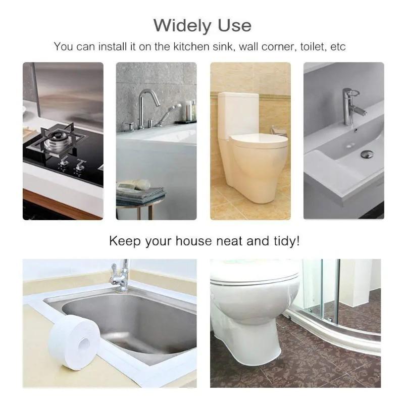PVC Material Sink Crack Strip Kitchen Bathroom Bathtub Corner Sealing Tape Waterproof and Mildew Proof Adhesive Sealing Tape