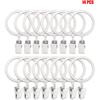 KAIY Set of 14 Curtain Rings with Clips, White Iron Metal Curtain Rod Rings with Clips for Drapes, Drapery Ring for Baby Clothes, Baby Pants Hangers,