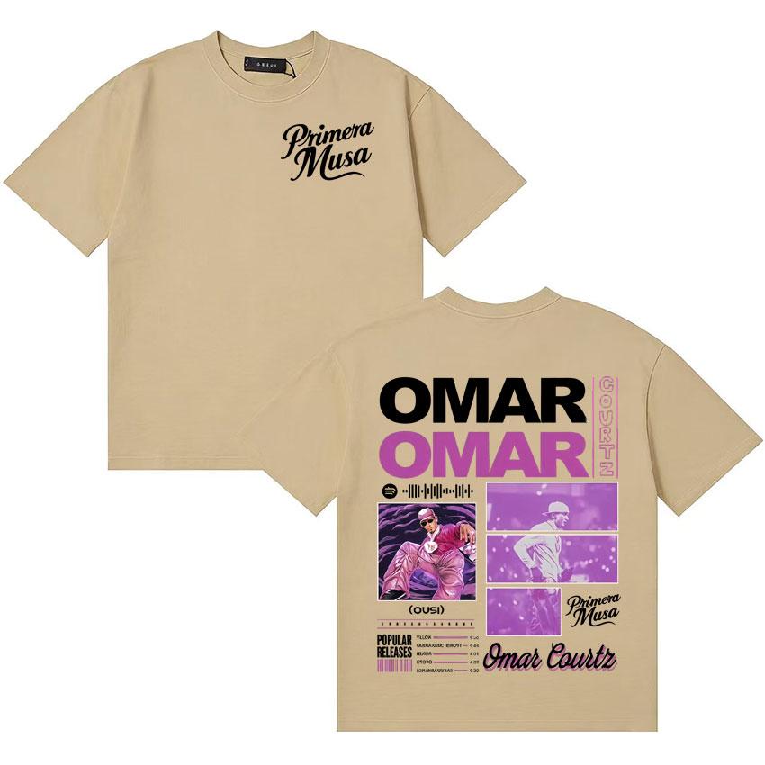 2026 Rapper Omar Courtz Primera Musa Gothic Unisexs Womens Double Sided T Shirts Oversized Cotton Vintage Pop Short Sleeve Tshirt