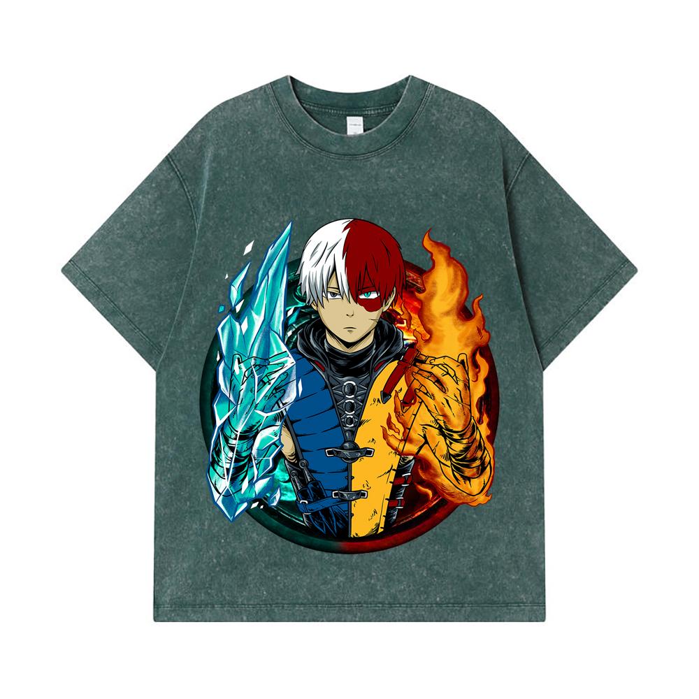 275 GSM Washed T-shirts 100% Cotton My Hero Academia V4 Shoto Print Unisex Heavy Cotton T Shirt