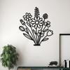 Rust Resistant Iron Floral Wall Art Bouquet Sculpture for Living Room Garden Fence Decor Mother Day Easter Housewarming Gift Mounted Statue Mural 1pc