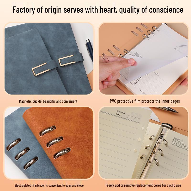 A5 Loose-Leaf Notebook Gift Set: Business Diary with Hollowed 6-Hole Design and Customizable Logo