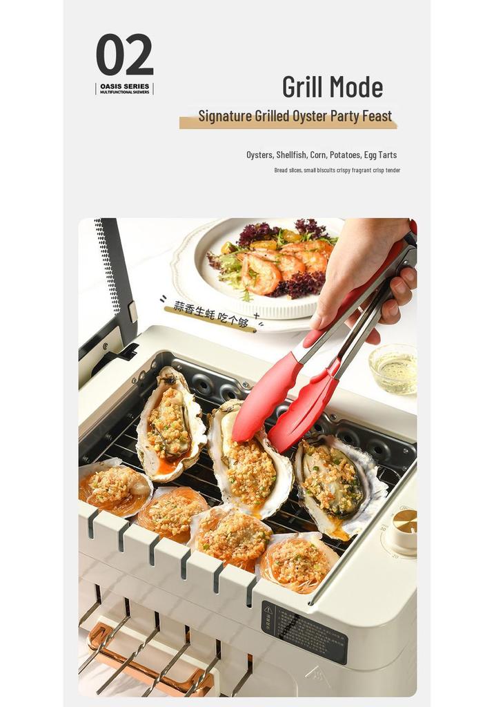 Liren Elektrischer Indoor-Grill mit Drehspieß & Grilltopf