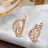 Delicate Leaf  Rose Gold Color English Earrings For Women Luxury Natural Zircon Accessories Vintage Bride Daily Jewelry