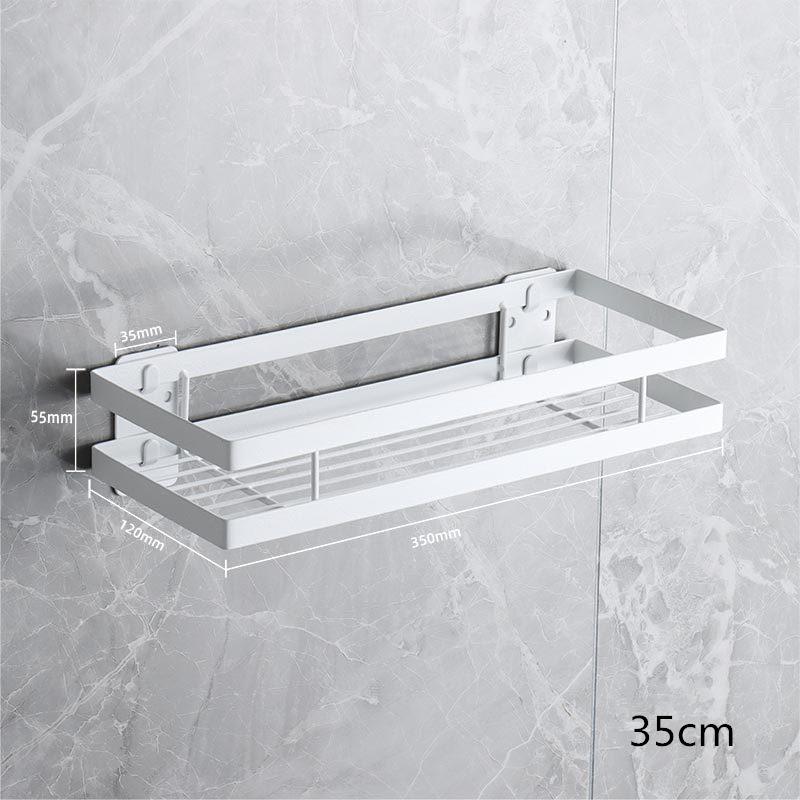 Tuqiu Bathroom Shelf Wall Mounted Bathroom Storage Organizer Holder Corner Shelf White Aluminum Bath Shower Shelf
