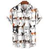 Woman Cat Shirts Short Sleeve Korean Clothes Summer Print Clothes Lapel Button Tops Outdoor Comfortable Versatile