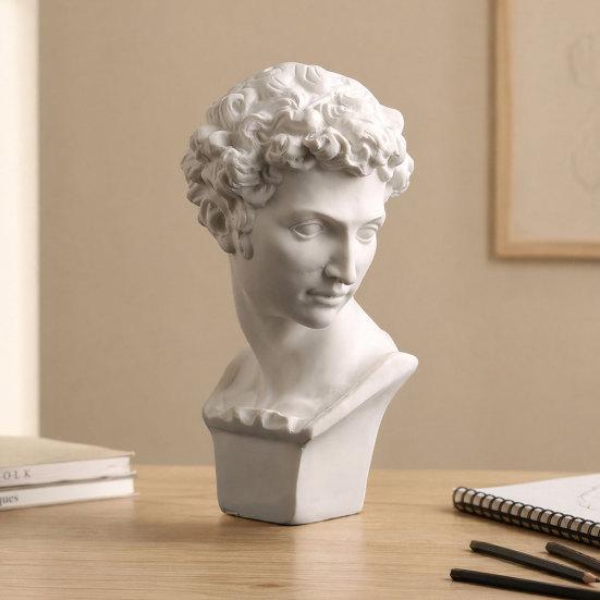 David Statue Nachbildung Griechische Büste Ornamente, Harz Skulptur für Kunststudio Dekor Und Übungswerkzeug Zeichenübung, Klassische Apollo Klavier Mädchen
