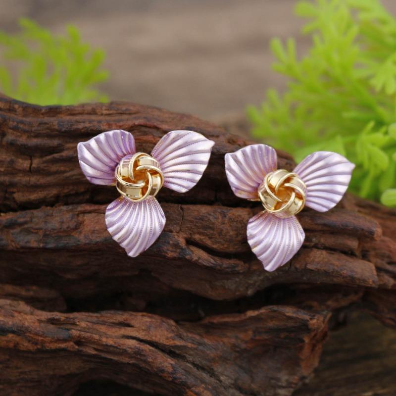 New Enamel Geometric Flower Stud Earrings Women's Fashion Simple Irregular Flower Summer Versatile Earrings