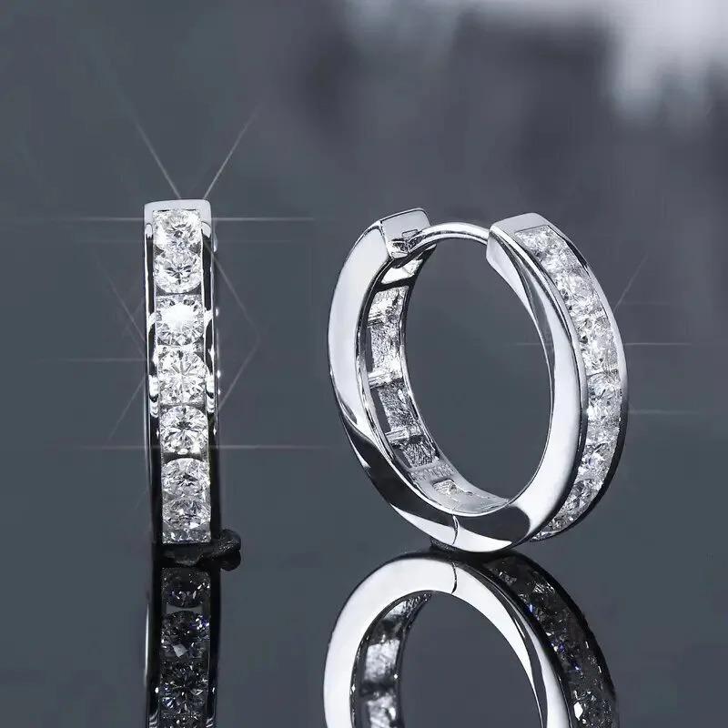 925 Sterling Silver Round Zircon Hoop Earrings For Women Simple Geometric Circle Earrings Party Wedding Jewelry Gifts