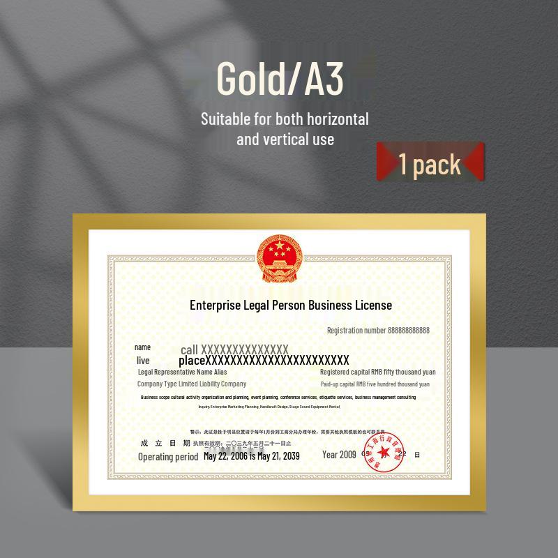 Waterproof A4 Business License & Food Hygiene Certificate Display Frame