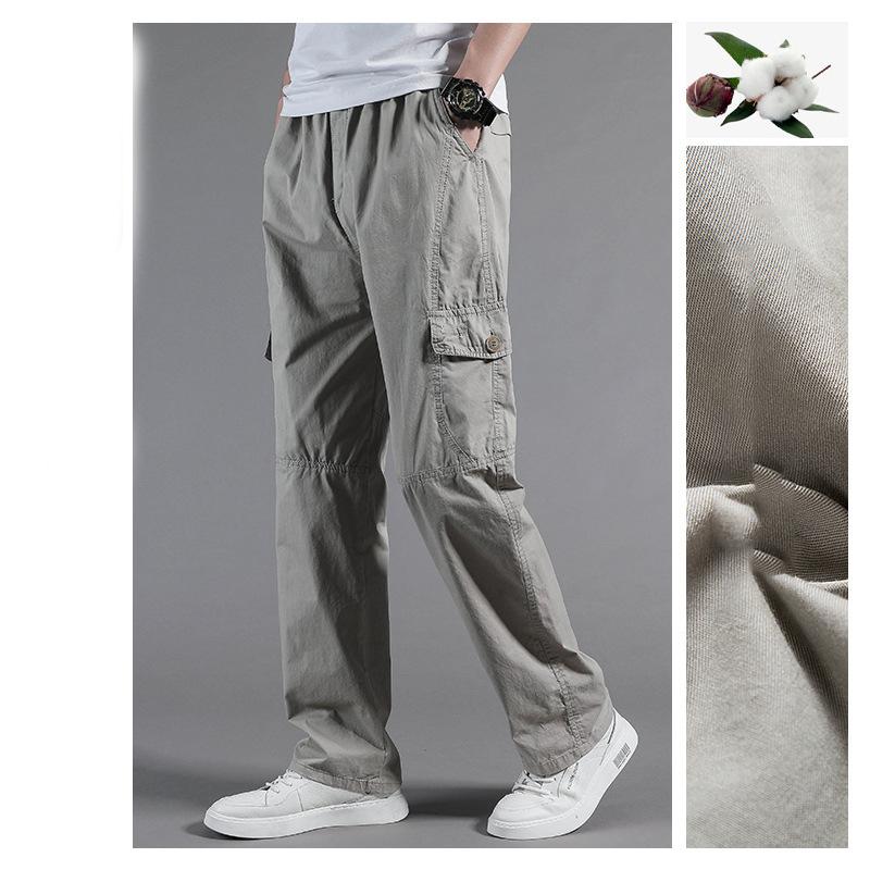 Pantaloni cargo da uomo larghi e dritti, abbigliamento oversize, tinta unita, grigio, versatile, abbigliamento da lavoro, pantaloni da jogging neri, pantaloni casual da uomo in cotone