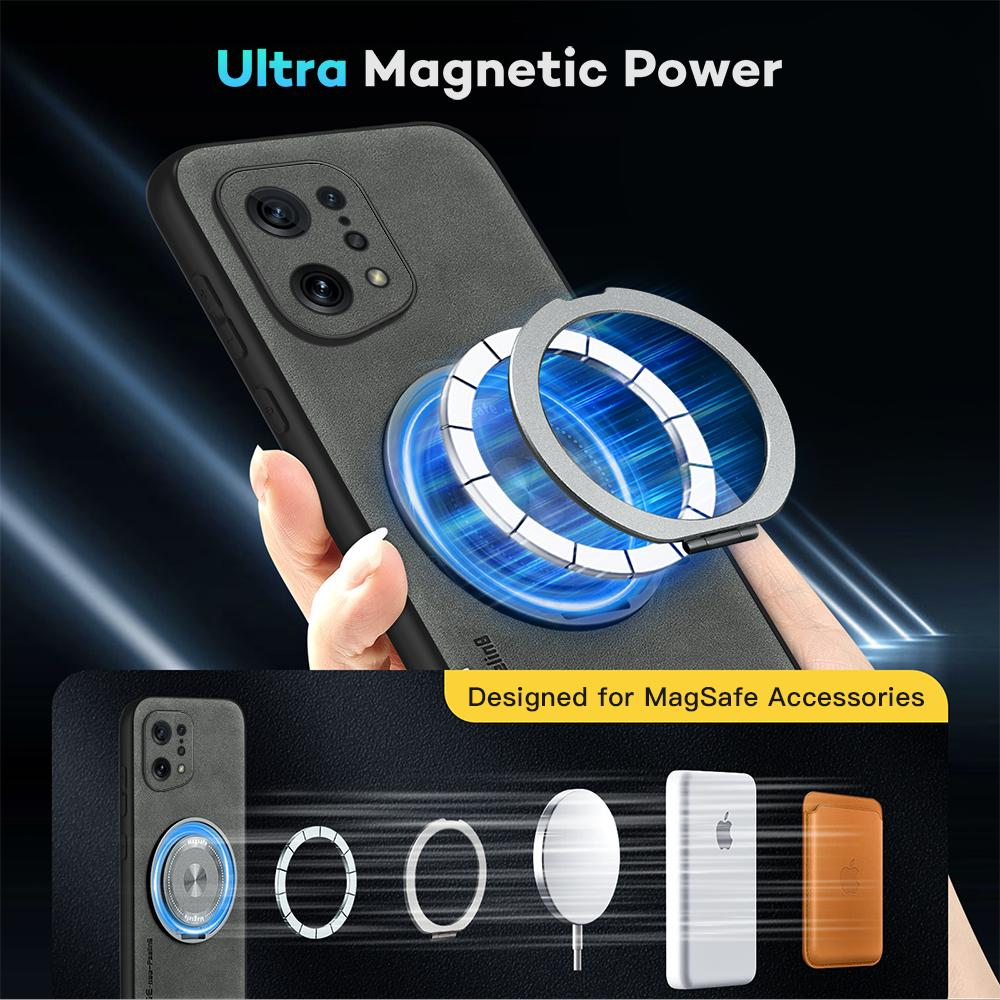 For OPPO Find X5 X5 Pro Fine Hole Sheepskin Swivel Bracket Magnetic Soft Edge Anti Drop Anti Fingerprint Phone Case