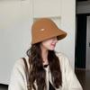 Black Irregular Bucket Hat Women's Autumn and Winter Knitted Warm Face Small Bucket Hat Front Long Rear Short Basin Hat
