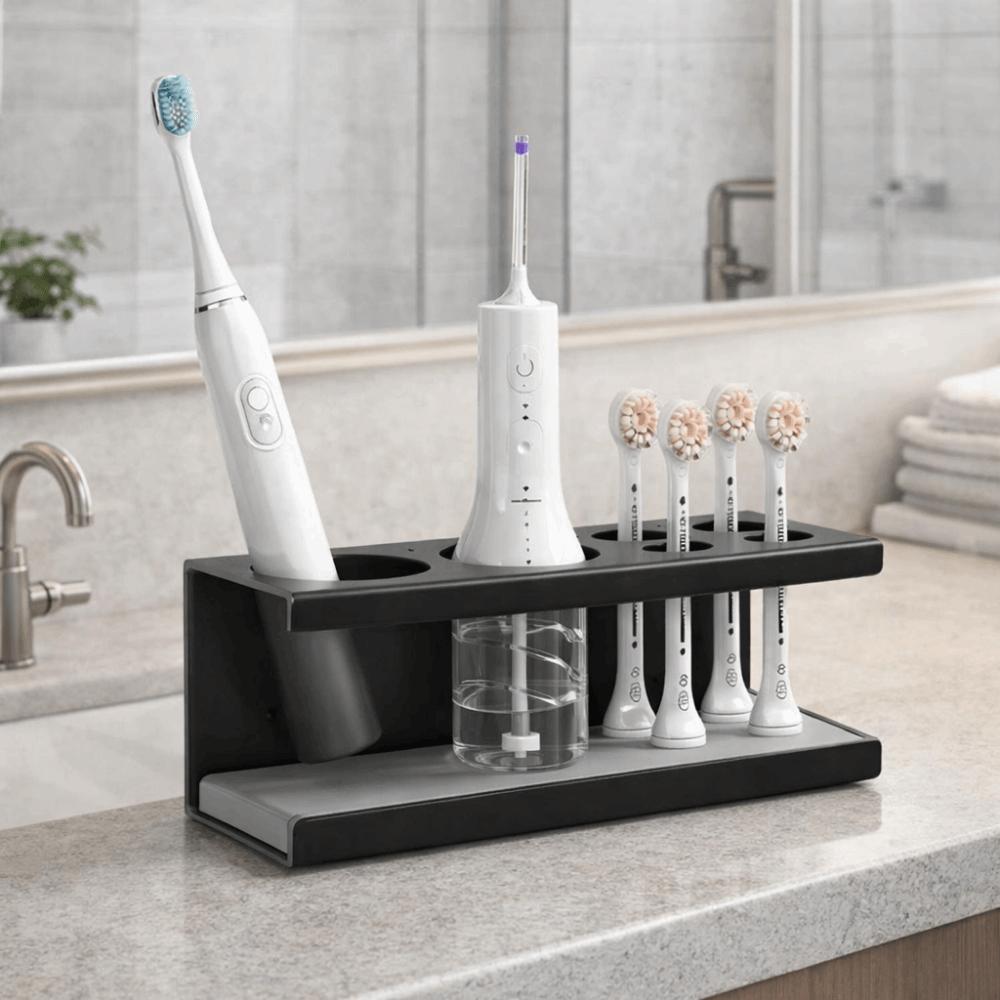Large Capacity Toothbrush Toothpaste Holder Space Aluminum Makeup Brush Rack For Bathroom